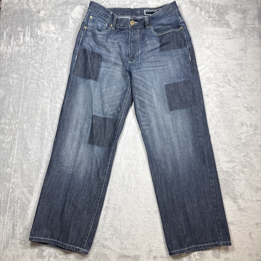 Vintage Enyce Jeans Men 34x30 Blue Baggy‎ Skater Pocket Embroidery Y2K